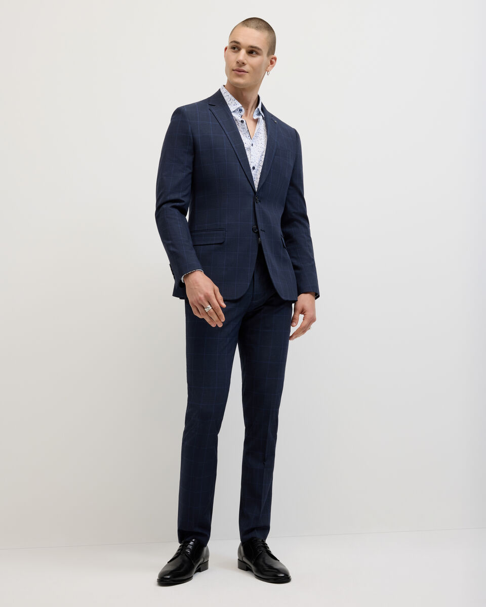 Connor Windowpane Tailored Jacket, Navy, hi-res